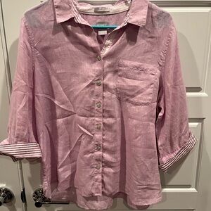 Chico's Lavender LINEN Button-Down Shirt.